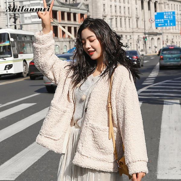 

elegant faux fur coat women 2020 autumn winter warm soft plush teddy jackets coat long sleeve female overcoat casual outerwear, Black