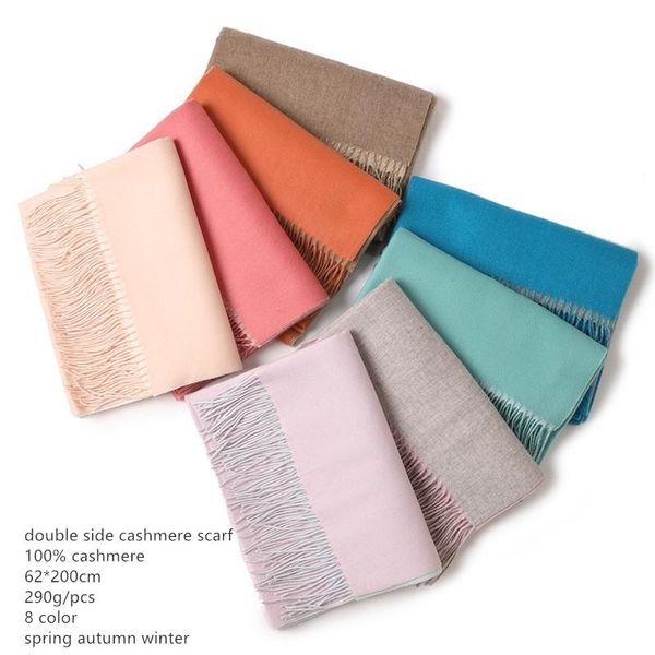 

naizaiga 100% cashmere 62*200cm solid women double color double side thick winter cashmere big shawl sn652, Blue;gray