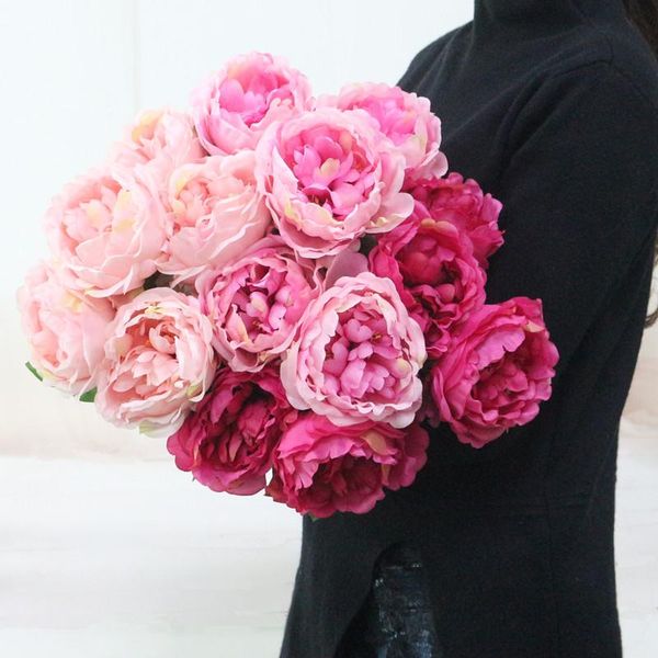 

flone 5-head fake peonies artificial flowers wedding bouquet party home decor floral branch table decoration