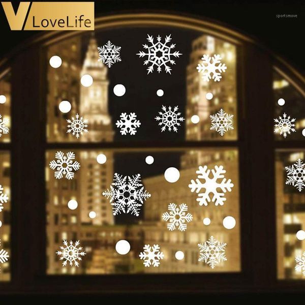 

christmas decorations 48pcs snowflake window clings different snowflakes by glueless pvc stickers1