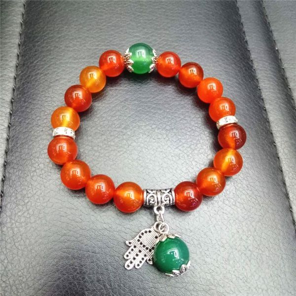 

crystal jewelry natural red agate dot green stone combination bracelet palm transfer bracelet braceletagate braceletbeads handmade string wl, Golden;silver