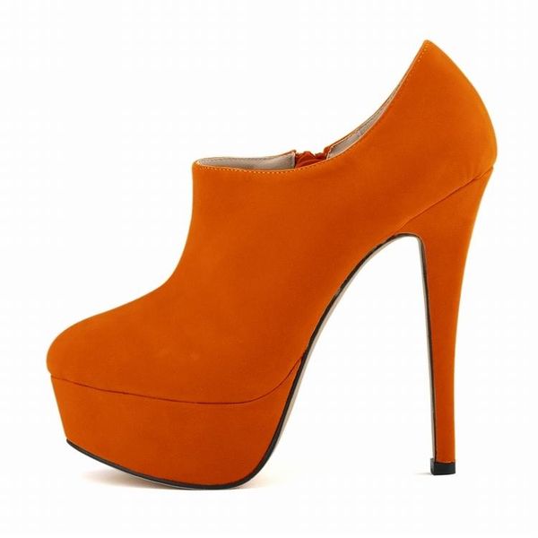 

women round toe high heels pumps shoes ladies european nightclub flock platform stiletto orange color shoes size 35-42 nlk-c0009, Black