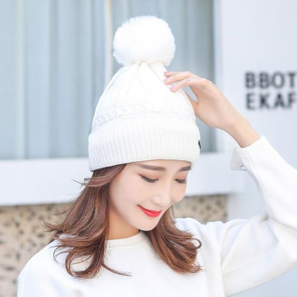 

beanie/skull caps winter hats for women beanie hat fur woman beanies ladies knitted cashmere autumn solid white 2021, Blue;gray