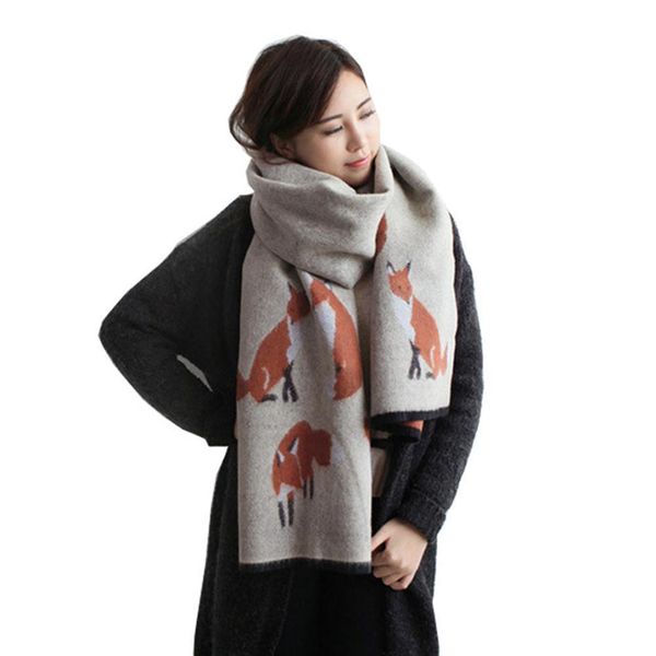 

missky women winter warm cashmere scarf fox printed thicken shawl fashion all-match scarf wrap t200103, Blue;gray
