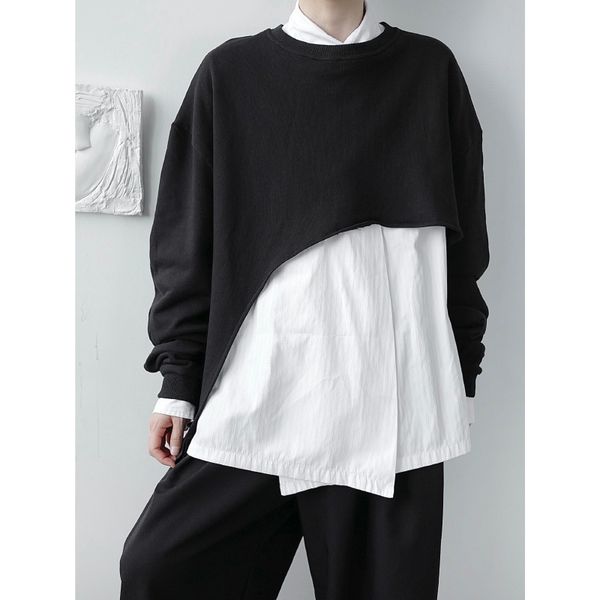 

2020 asymmetric male hoodie sweater japanese 5s50, Black