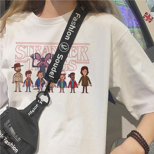 

stranger things harajuku cartoon cute print women t shirt new summer hip hop 90s gothic femme streetwear kawaii female clothing, White