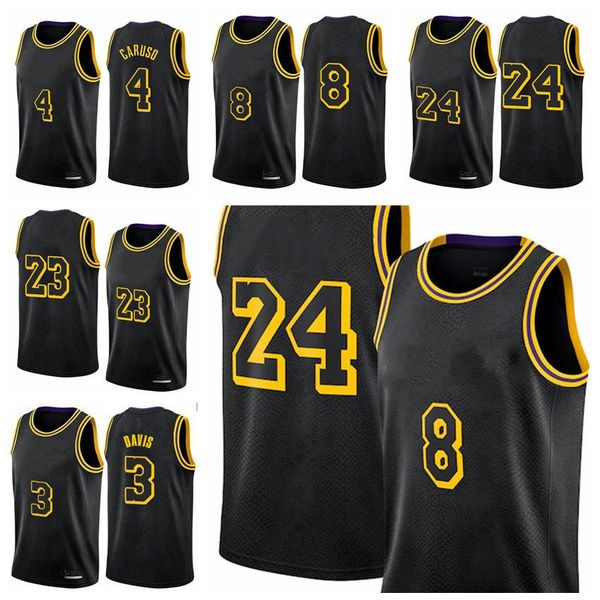 

2020 los angeles lakers kobe bryant 8 24anthony davis lebron james alex caruso swingman city basketball jerseys, Black;red