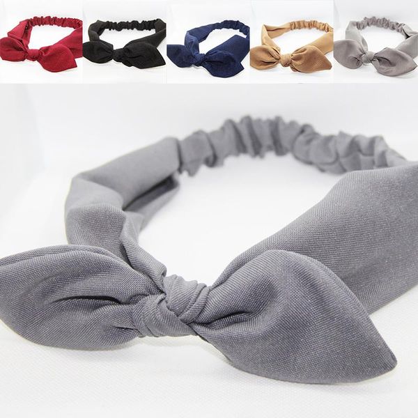 

solid color bunny ears headband women knotted bow hairband female stretch rabbit ear hair band turban headdress hair accessories q jllbnp