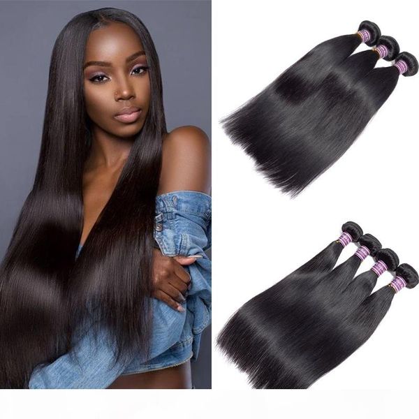 

wholesale 10a grade brazilian virgin straight hair bundles unprocessed peruvian indian malaysian hair extensions remy human hair weaves, Black