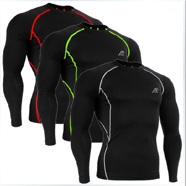 

men's compression shirts prints fitness training running skin tights gym yoga tshirt1, Black;blue