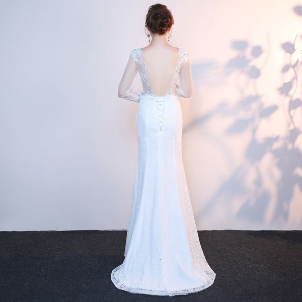 

2021 new wedding dress to be fiesta's dress, neck-neck lace lace, long sleeves pxmp, Blue;red