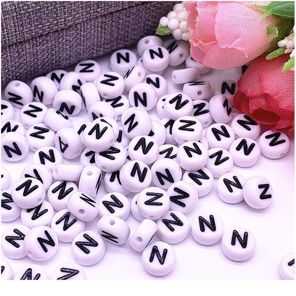 

100pcs/lot 7x4mm a-z white round alphabet/ letter acrylic loose spacer beads for jewelry making diy bracelet acc qylrbw