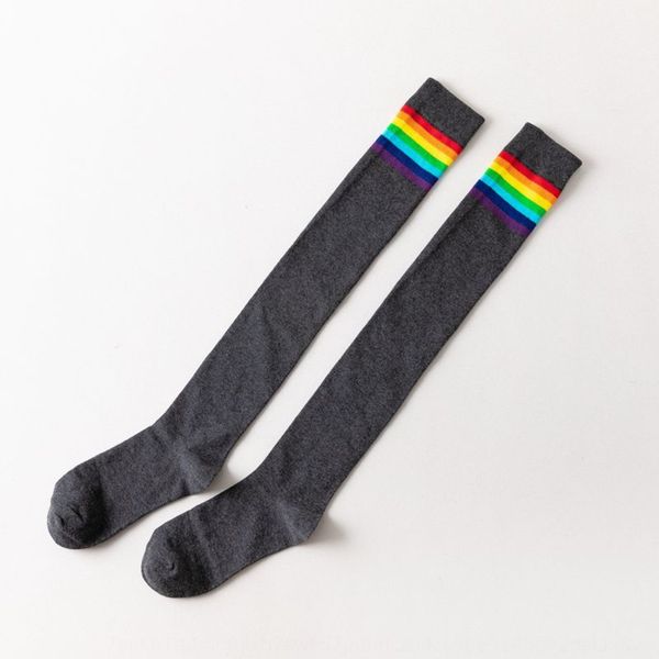 

autumn and winter new ins style rainbow stockings stockingspantyhose stockings jk knee cotton long tubewind net red leg socks street fashion, Black