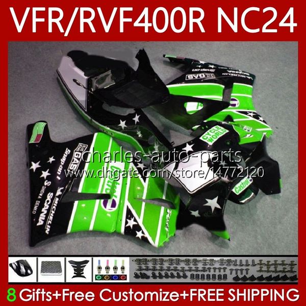 Kit de feiras para Honda RVF Verde Preto VFR 400 VFR400 R 400rr 87-88 Corpo 78No.159 VFR400R RVF400R NC24 V4 RVF400 R 1987 1988 VFR 400R VFR400RR 87 87 87 Bodywork