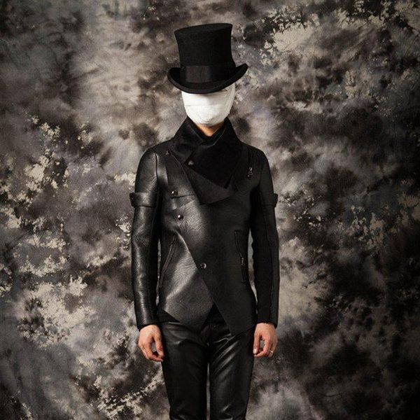 

men's fur & faux s-3xl 2021 slim locomotive leather clothing fashion personalized one piece plus velvet jacket singer costumes, Black
