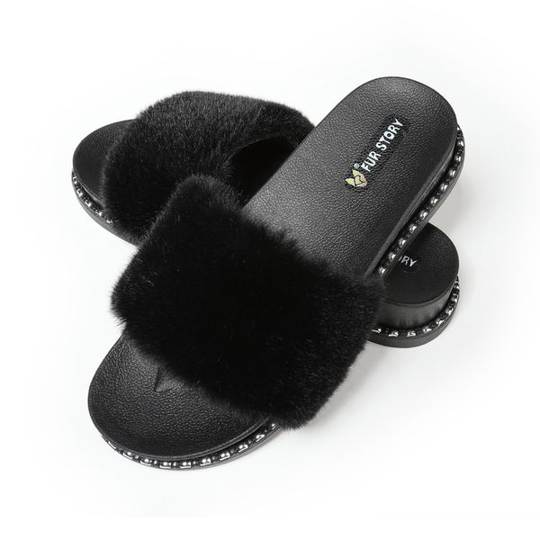 

women's faux fur slides furry slide sandal fur slippers fur story fs19s06 fs19s067 x1020, Black