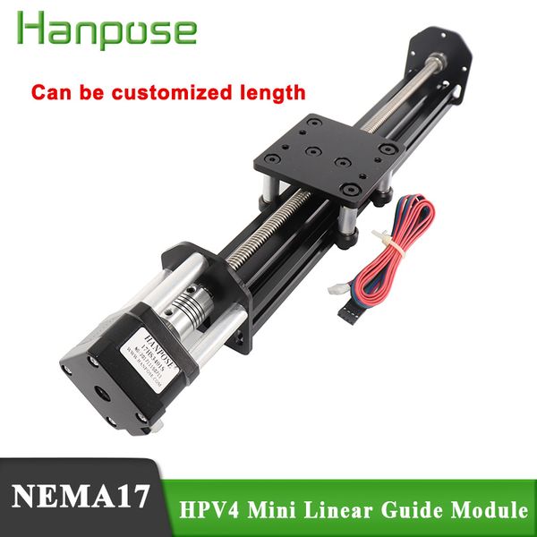 

mini v линейный привод линейный модуль hpv4 300 мм с шаговым двигателем nema17 17hs3401 28n.cm 1.3a 34 мм для 3d принтера