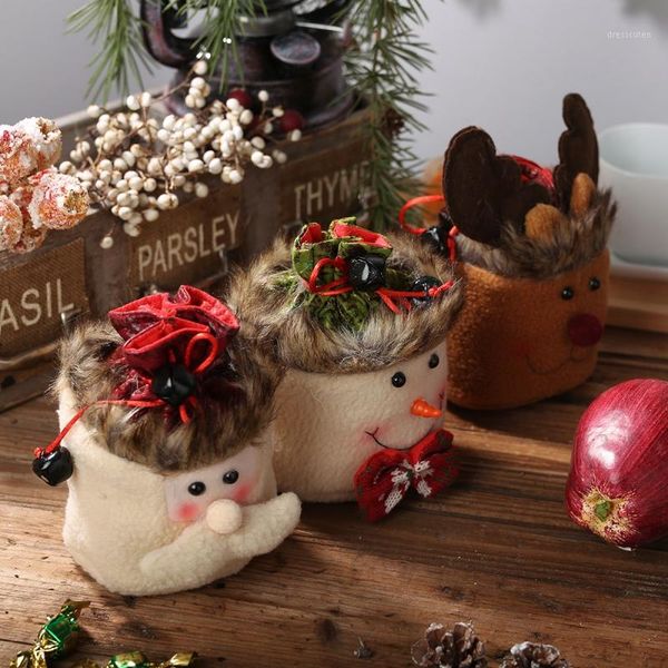 

christmas apple bags with small bell drawstring candy gift bags for holiday party favors christmas tree decorations reindeer