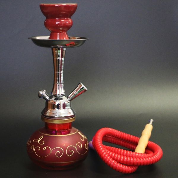 

red glass narguile hookah complete set with unique stem ceramic smoking bowl water pipe single hose chicha ing