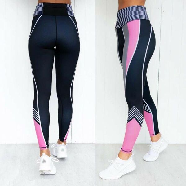 

new fashion women ladies gym sports pants casual patchwork high waist skinny slim fit ankle length sports bodybuilding trousers1, Black;white