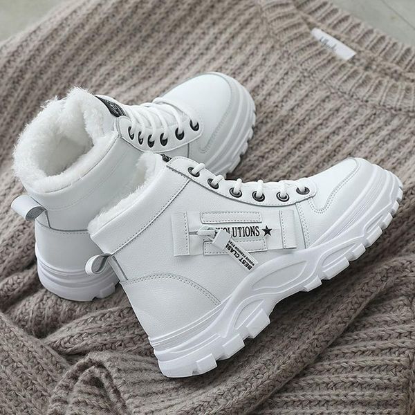 

2020 new winter snow boots women's shoes warm platform chunky boots white black casual high-shoes women ankle female