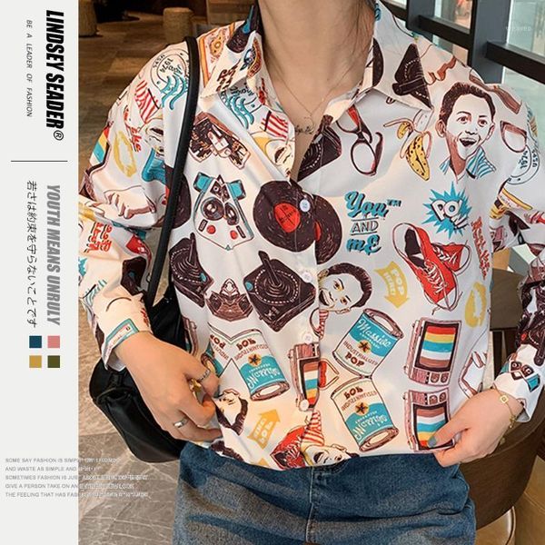 

lindsey seader toiletries commodity print retro hip hop long sleeve shirts 2020 summer vacation shirts shirt streetwear clothing1, White;black