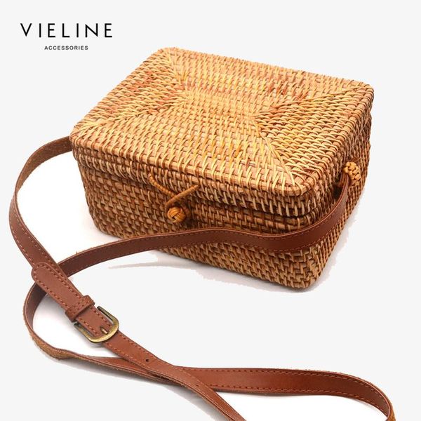 

vieline новых ins солома коробка сумка лето женщин rattan плечо сумка сплетенная пляж сумка для женщин