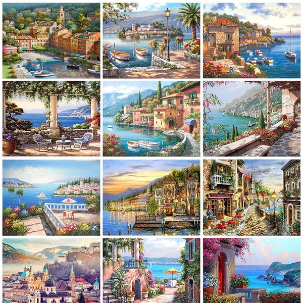 

gatyztory краска по номерам для взрослых детей diy handpainted масло живописи городской пейзаж картина краска дома de jllyx