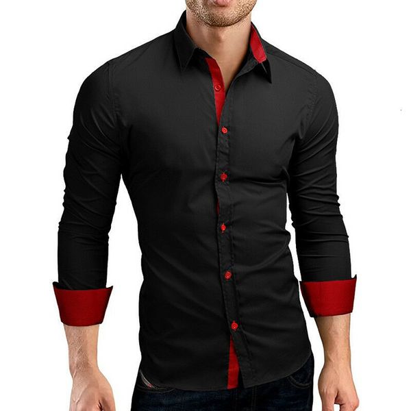 

fashion men's brand shirt 2019 male long sleeve casual hit colors slim fit black men business shirts, White;black