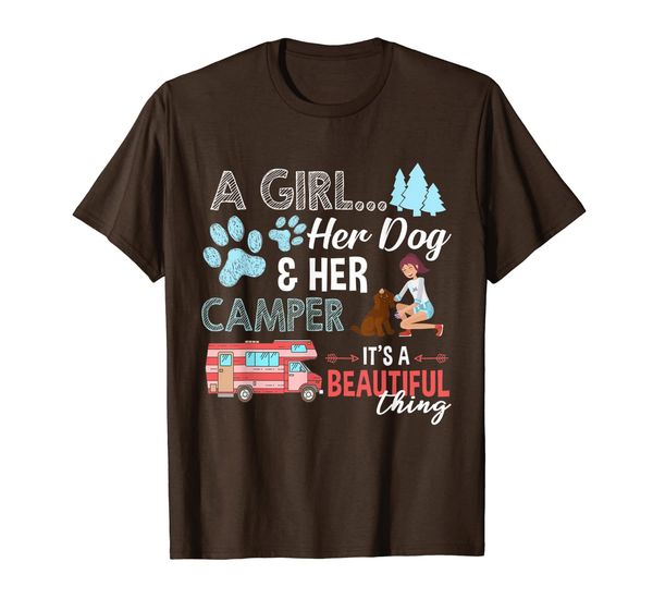 

a girl her dog her camper it's a beautiful thing dog lover t-shirt, White;black
