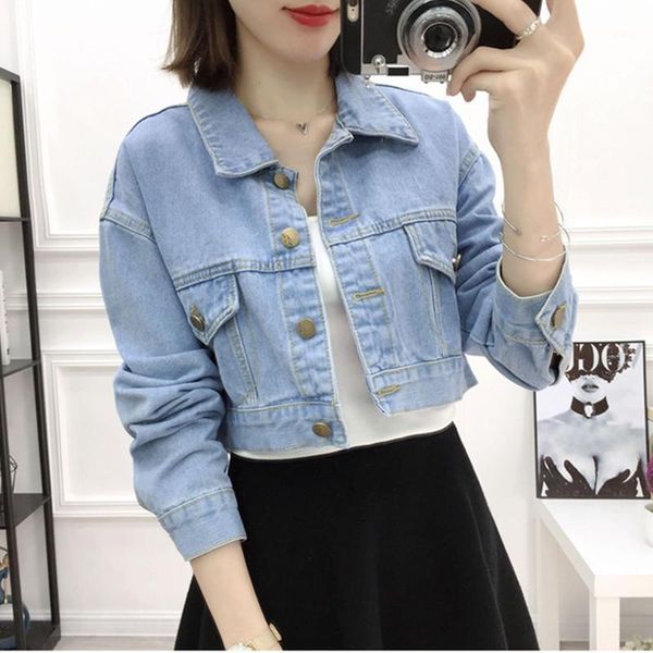 

high waist short spring jacket woman windbreaker clothes autumn slim ripped denim female jacket jeans streetwear coat1, Black;brown