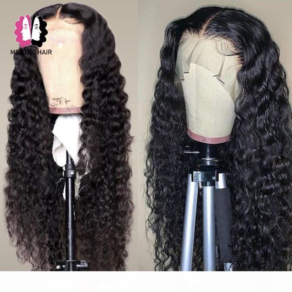 

mstoxic deep wave lace front human hair wigs t part lace wig human hair 28 inch brazilian remy frontal wig, Black;brown