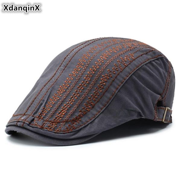 

berets xdanqinx snapback cap men's cotton adjustable head size hip hop hat women's personality fashion tongue caps, Blue;gray