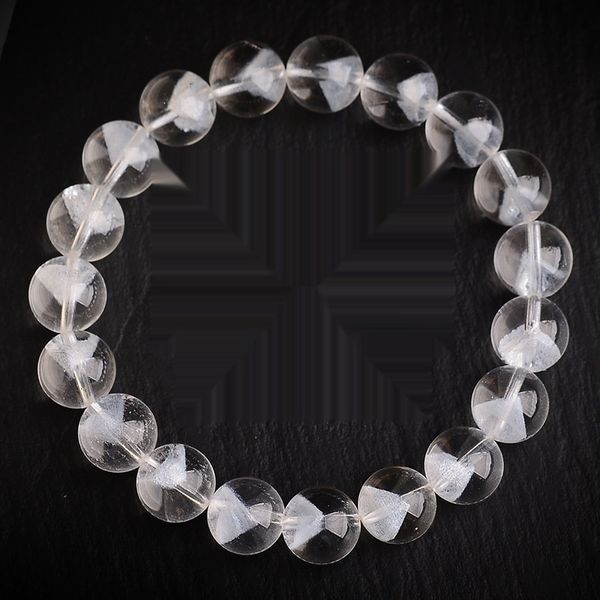 

factory natural white bracelet jewelry crystal white ghost pyramid bracelet 10-12mm wangye men's and women's crystal jewelry mtt0n, Golden;silver