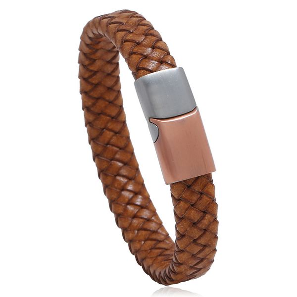 

selling stainless steel leather bracelet woven men's jewelry imitation leather bracelet titanium steel bracelet, Silver