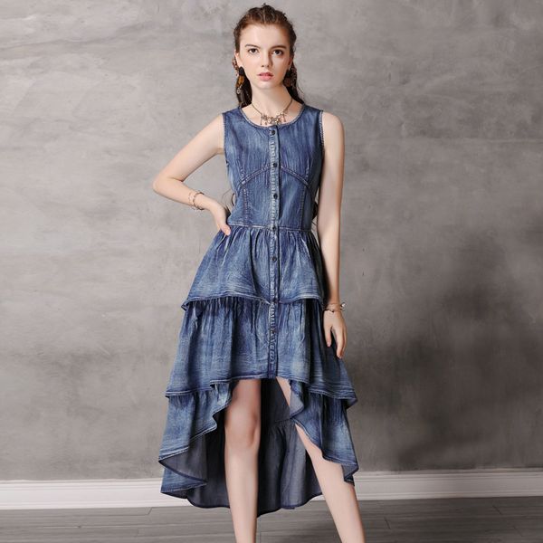 

2021 black friday summer new vest irregular midi skirt ruffle dress 82152, White