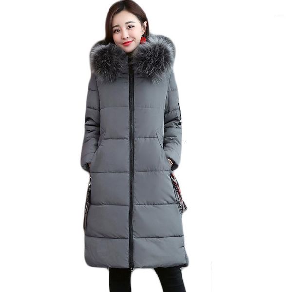 

2019 6xl plus size winter jackets women fat hooded parka female long bonded raven cats jas effen warm extender cm9411, Black