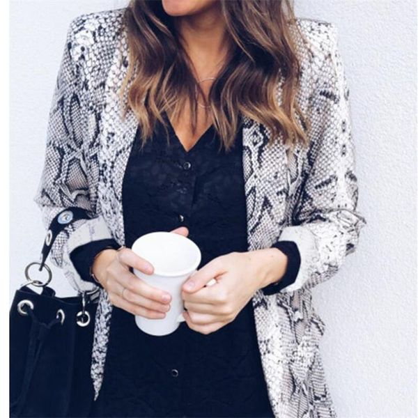 

women's suits & blazers fashion autumn women leopard and jackets work office lady suit slim snake printed business female blazer coat t, White;black