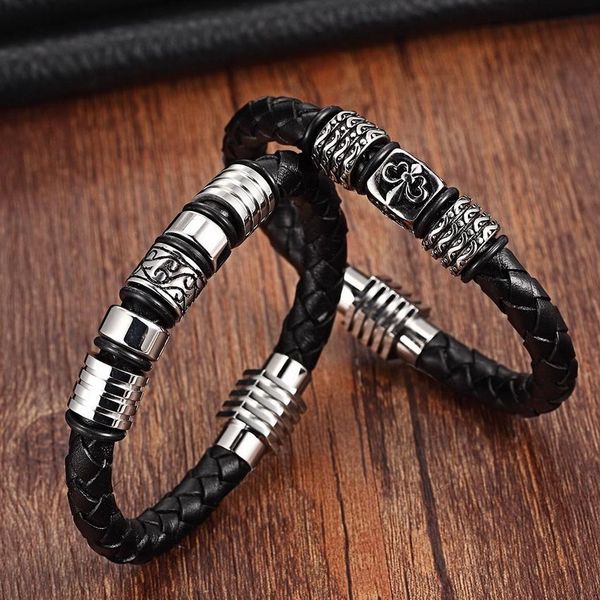 

xqni chinese style geometric totem pattern with magnetic clasp genuine leather bracelet for special gift wholesale price sqcfup, Golden;silver