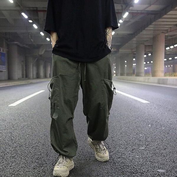 

2021 men's hip hop cargo pockets hare casual summer joggers tactical pants 0oa0, Black