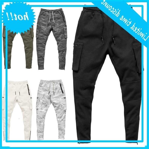 

men workout sport multi pockets joggers broek running trekkoord camo jogging pants a69c