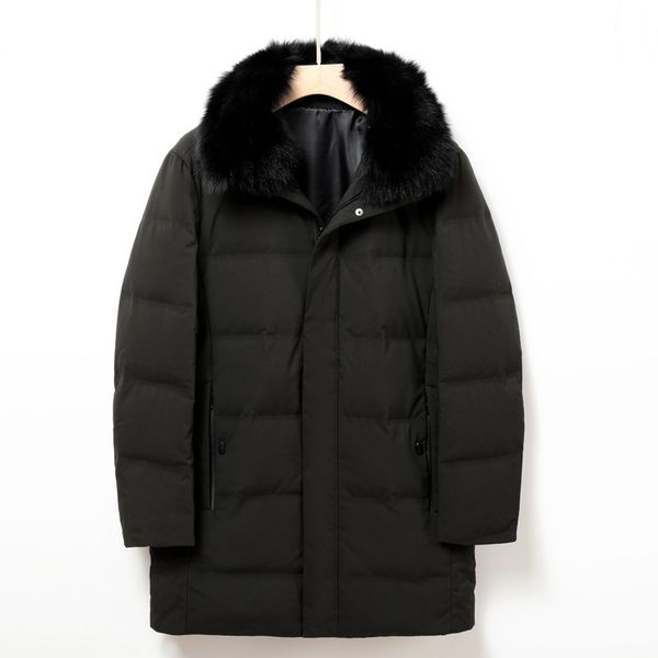 

doujia men's down jacket 2020 winter new warm casual fur collar dad wear 051, Black