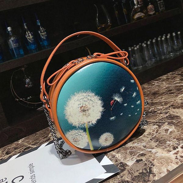 

1 pcs women shoulder crossbody bag round dandelion chain for mobile phone money sale-wt
