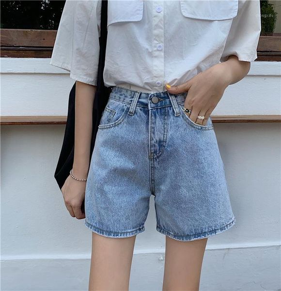 

vintage high waist blue wide leg female jean shorts women's denim shorts classic casual summer ladies jeans for women1