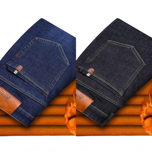 

winter men's stretch fat plus size 35 36 38 40 jeans and jeans 42 44 46 plus velvet thickened pwuan, Blue