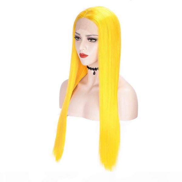 

парик партии cosplay устойчив волокна волос новое прибытие длинные прямые парик фронта шнурка желтый цвет glueless синтетические парики тепл, Black