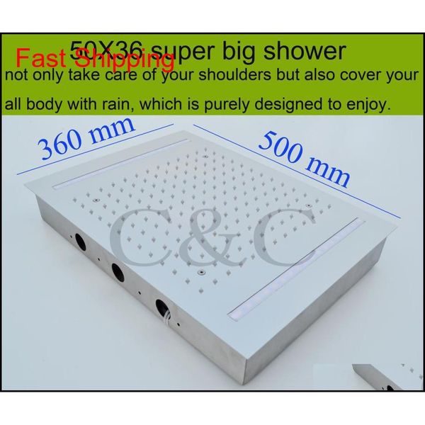 

large water flow rainfall bathroom shower faucet set alternating current double row led yellow lamps rai jllwhn sport777