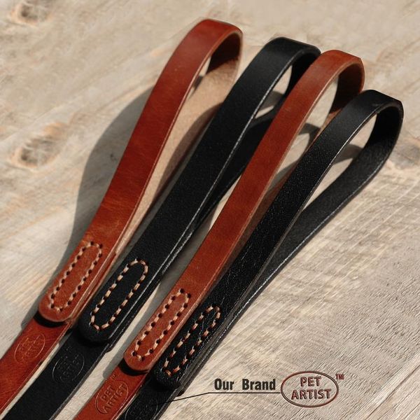 

4ft genuine leather dog walking training leash heavy duty water resistant full grain leather lead brown for medium l sqcdwd