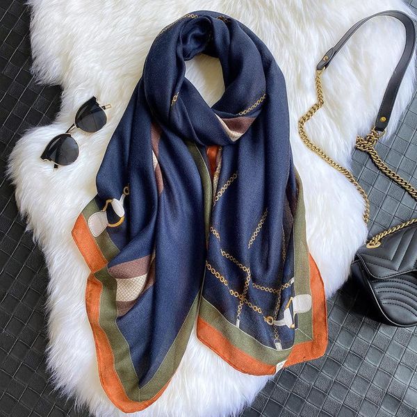 

new european and american style travel vacation autumn scarf women fashion wild chain scarf seaside shawl beach towel, Blue;gray