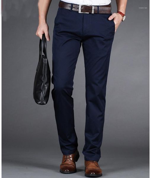 

pure color eden park slim fit homme pants stretch trousers men's business classic casual clothes fashion long pants1, Black